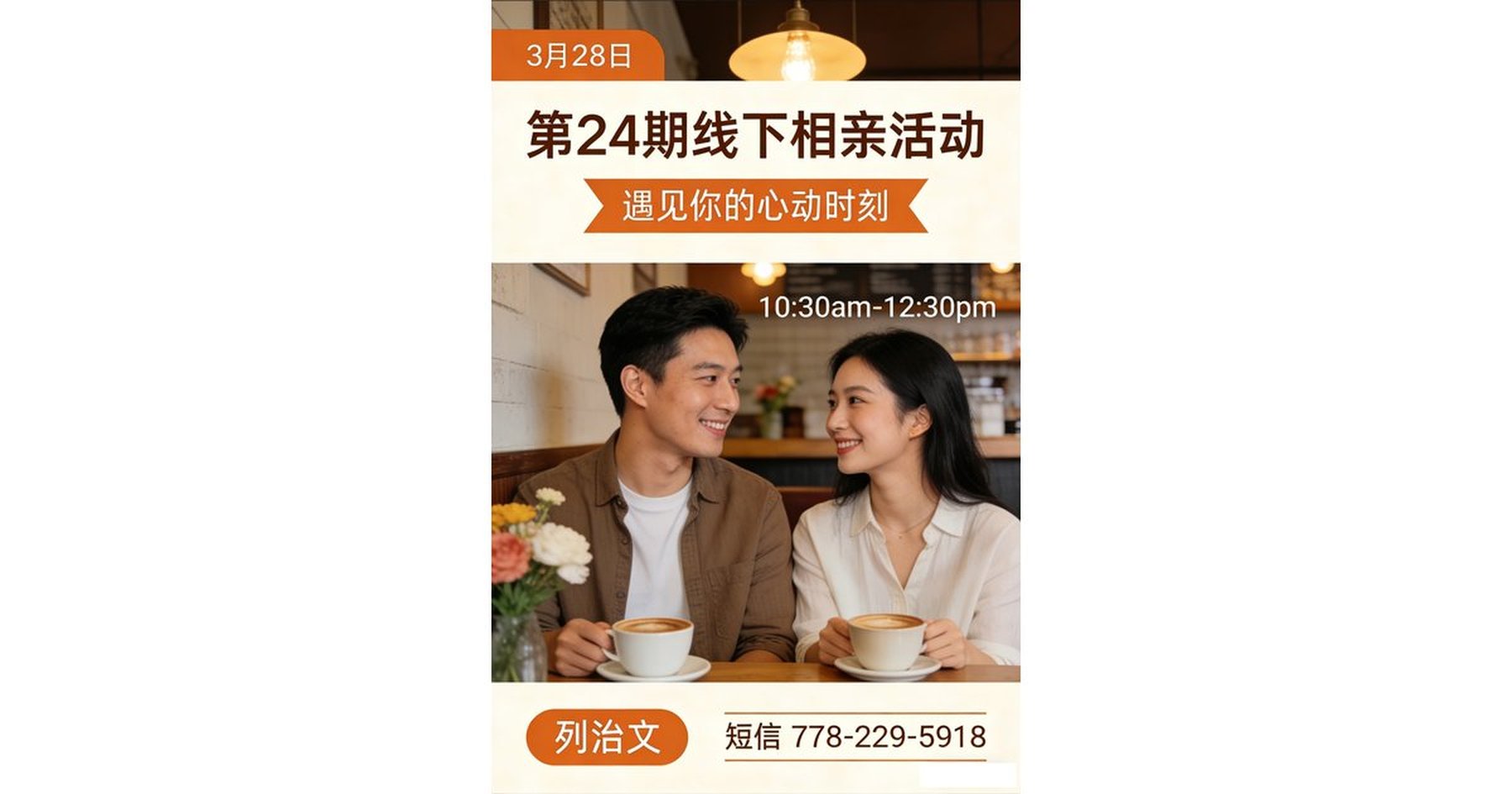 文章封面: 3月28日 20-40岁 线下相亲海报